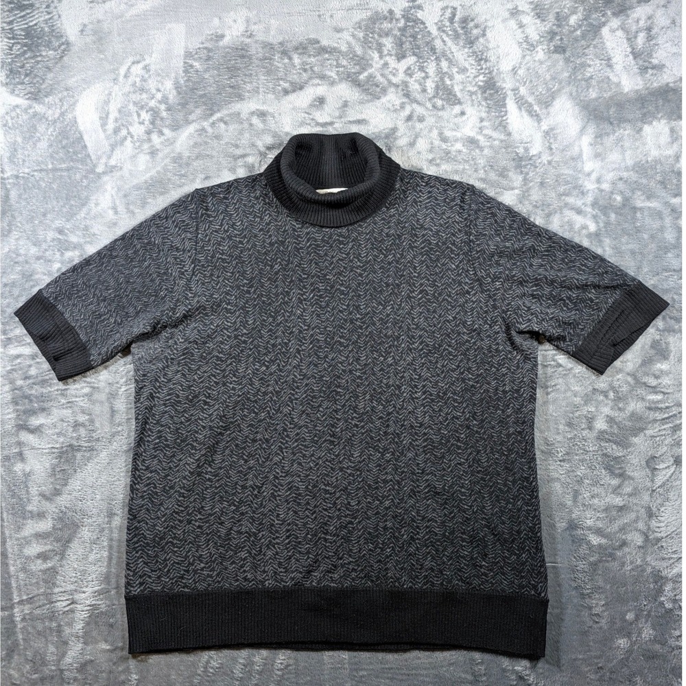 Jones New York Essentials 100% Merino Wool Chevron Turtleneck Sweater 1X Grey